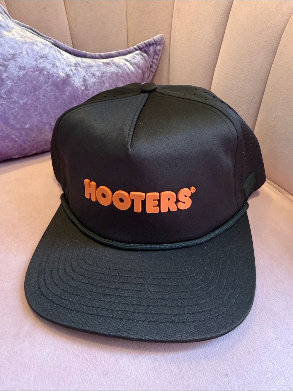Hooters Black Snapback Hat with Orange Logo - Men's Cap